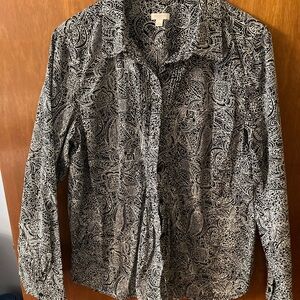 Black and White Paisley Button-Up Shirt